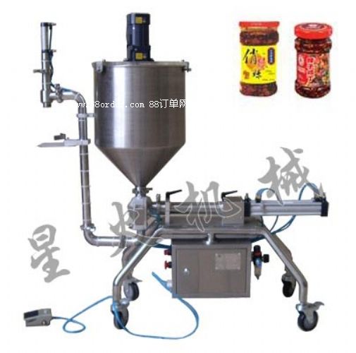 辣椒醬灌裝機(jī)-攪拌式濃醬電動(dòng)灌裝機(jī)