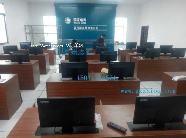 志歐實木多媒體液晶屏升降電腦桌